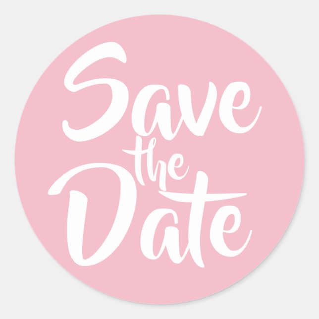 Save the Date blass pink Runder Aufkleber (Vorderseite)
