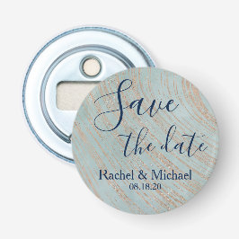 Save the Date Blau und Kupfer Flaschenöffner