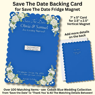 Save The Date - Blau Weiße Magnet Rückseite Karte