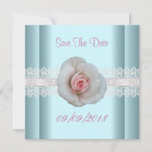 Save the Date blaue Rosa Rose Blume Spitze