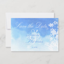 Save the Date blaue und weiße Wasserfarbenkarte