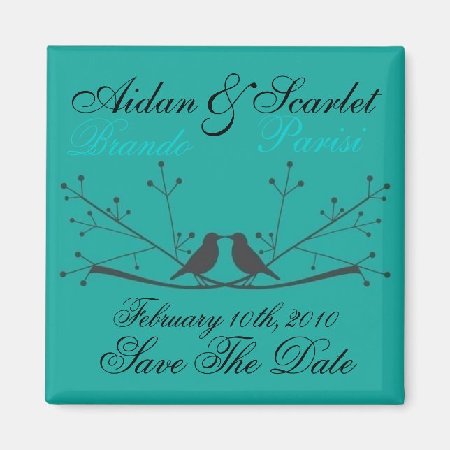 SAVE THE DATE BLAUE WEDD MAGNET - Maßgeschneiderte (Vorne)