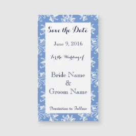 Save the Date blaue weiße Damaskop-Magnetkarte Magnetkarte