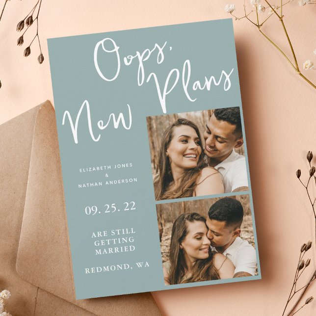 Save The Date Bleu clair Changement Date Mariage Photo Postponto (Créateur téléchargé)