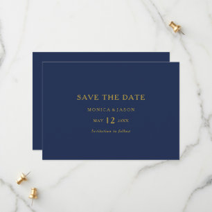 Save The Date Bleu de marine minimaliste classique   Code QR or