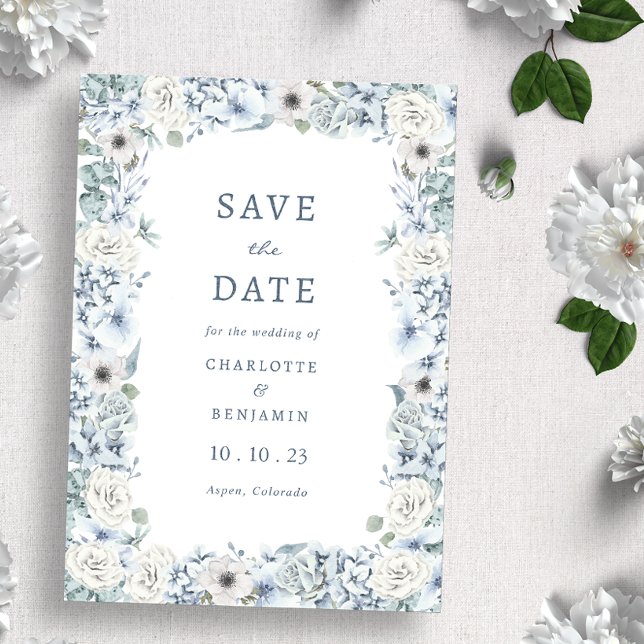 Save The Date Bleu floral (Créateur téléchargé)