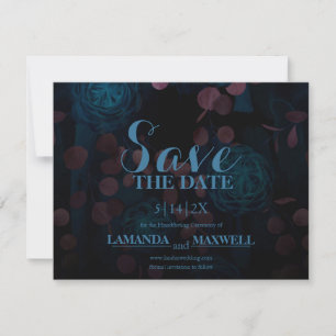 Save The Date Bleu Floral Noir Mariage gothique Enregistrer La D