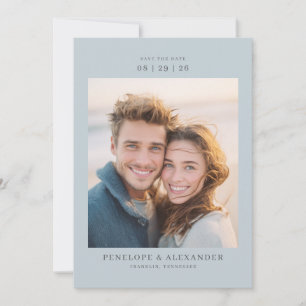 Save The Date Bleu Joyeux Minimaliste Photo