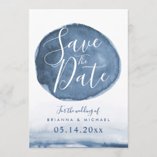 Save The Date Bleu Lake Water Stain   Personnalisé Enregistrer l
