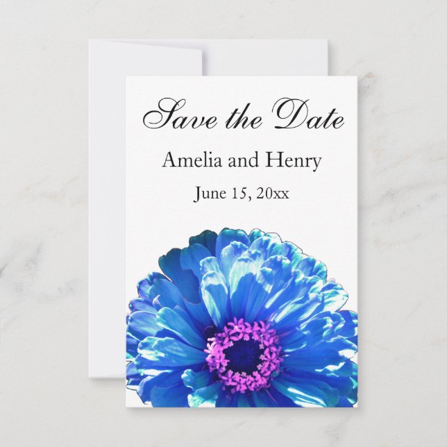 Save The Date Bleu marguerite bleu photo florale (Devant)
