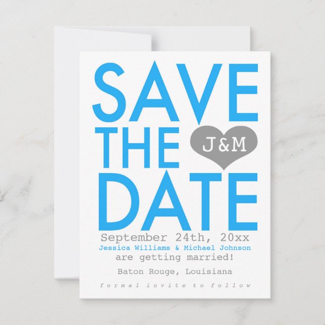 Save The Date Bleu Moderne Enregistrer la Date (Devant)