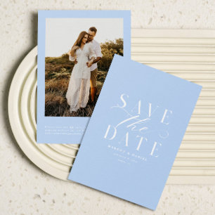 Save The Date Bleu Poudre Enregistrer La Date Photo Codes QR