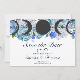 Save The Date Bleu Rose Lune Phase Wiccan Handfasting