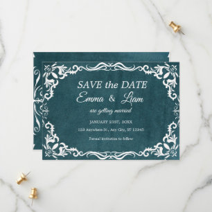 Save The Date Bleu sarcelle profond Talavera mariage mexicain