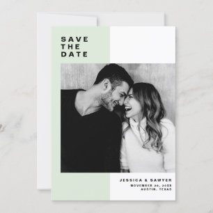 Save The Date Bloc de couleur de menthe avec typographie moderne
