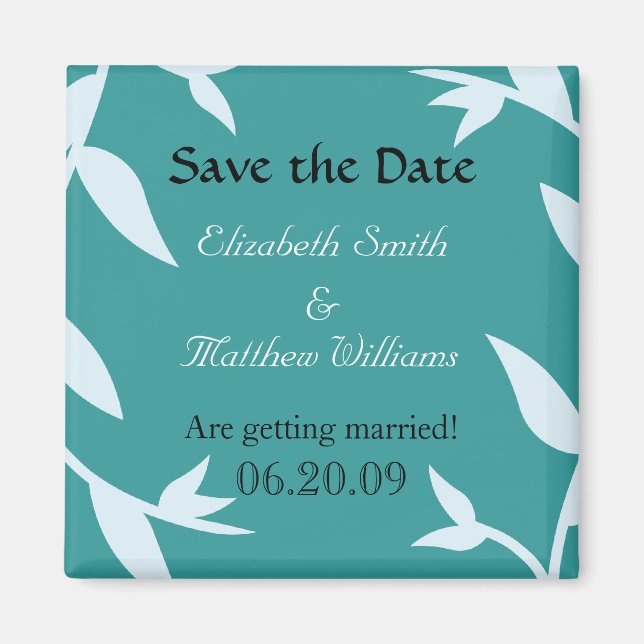 Save the Date Blue 2 Vines Magnet (Vorne)