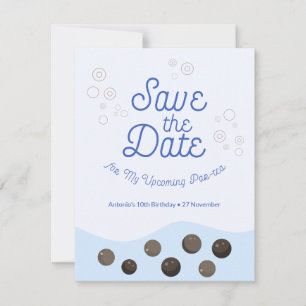 Save The Date Blue Axolotl Bubble Thé Par Thé Fête d'anniversair
