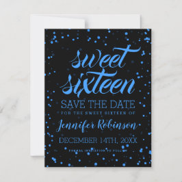 Save The Date Blue Black Sweet 16 Anniversaire Date de sauvegard