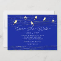Save the Date Blue Custom Foto Hütte Birds