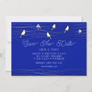 Save the Date Blue Custom Foto Hütte Birds Einladung