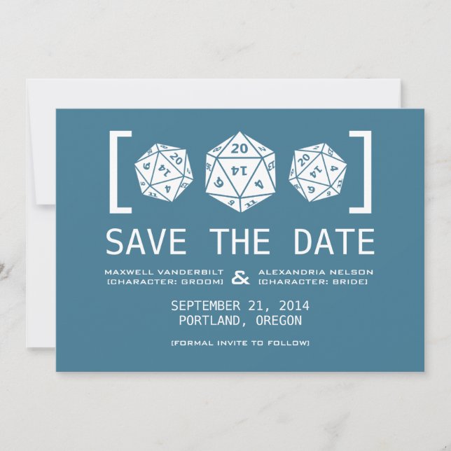 Save The Date Blue D20 Dice Gamer Enregistrer l'Invitation de da (Devant)