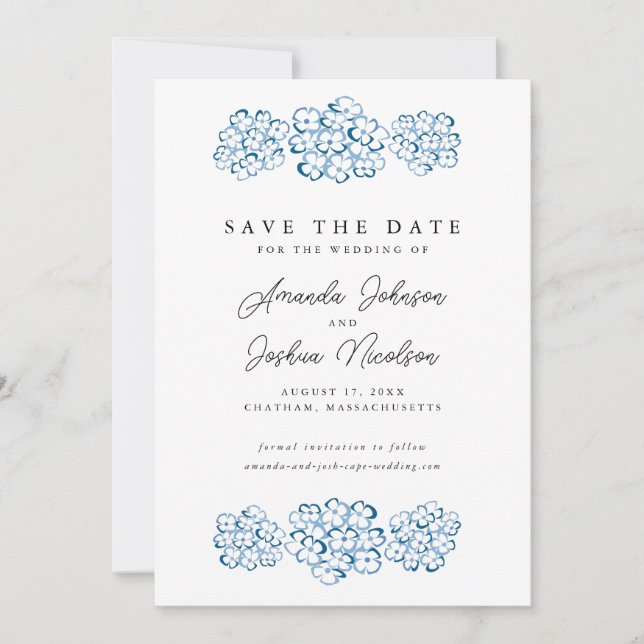 Save The Date Blue Hydrangea Enregistrer la date (Devant)