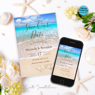 Save The Date Blue Ocean Waves Beach Enregistrer la date Invitat