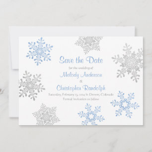 Save The Date Blue Silver Winter Snowflake Wedding Enregistrer l