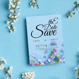 Save The Date Blue Spring Enregistrer la date mariage minimalist