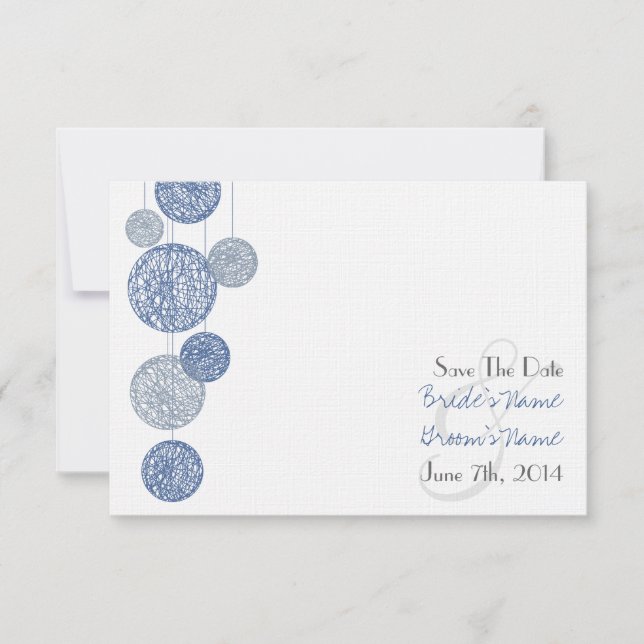 Save The Date Blue Twine Globes Wedding Enregistrer La Date (Devant)