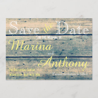 Save The Date Blue Vintage Rustic Romance Enregistrer la date No