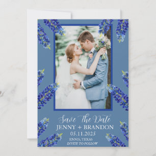 Save The Date Bluebonnets Élégant bleu moderne photo florale