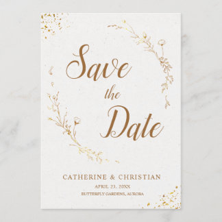 Save the Date Blume der Goldenen Kontur Einladung