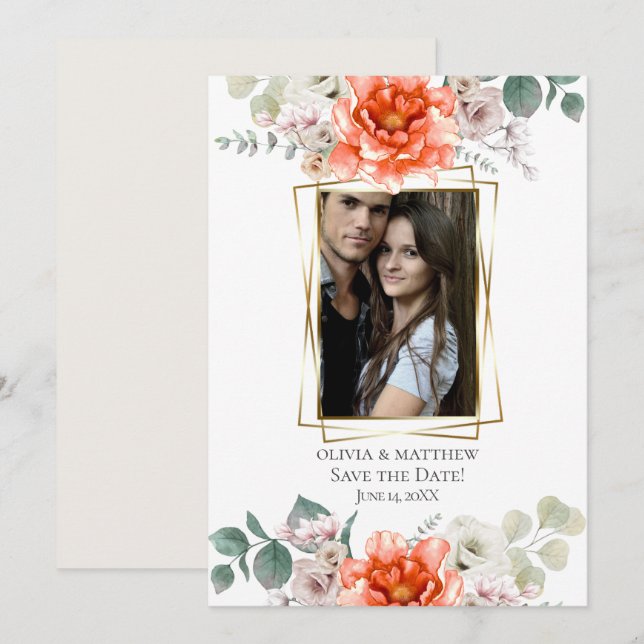Save The Date | Blume der Korallenpest Einladung (Vorne/Hinten)