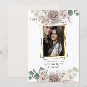 Save The Date Blume für Wasserfarben Latte Mauve Einladung