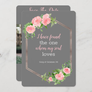 Save the Date blumengeschmücktes Foto Einladung