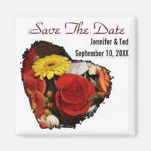 Save the Date Blumenherz-geformter Blumenstrauß Magnet
