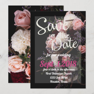 Save the Date blumig, bordeauxfarben, blau Einladung