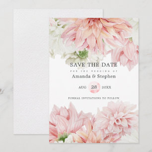Save The Date Blush Dahlias Floral Mariage