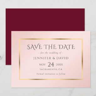 Save The Date Blush et Gold Wedding Enregistrer la date