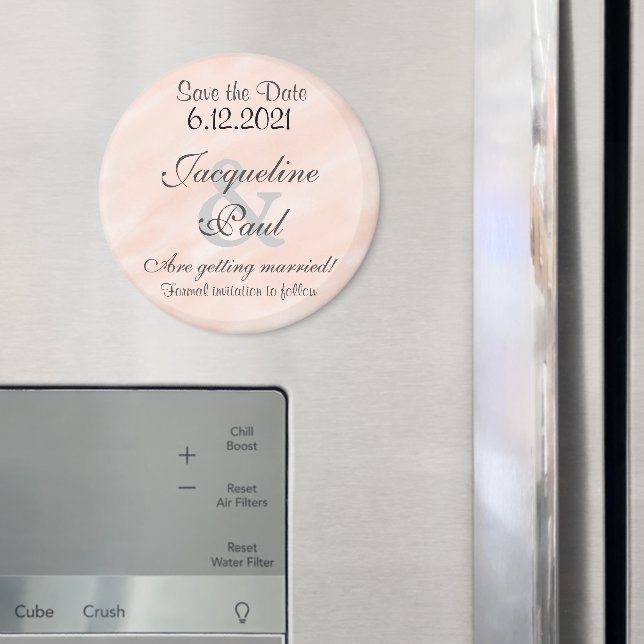 Save the Date Blush Personalisiert Round Magnet (In Situ (Kühlschrank))