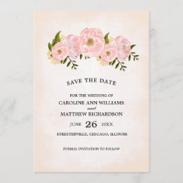 Save The Date. Blush Pink Peonies Card Save The Date