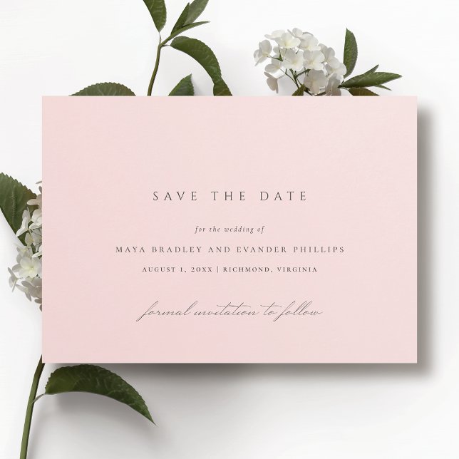 Save The Date Blush Rose Clair | Mariage Simple Élégant (Créateur téléchargé)