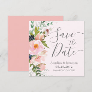 Save The Date Blush rose floral gris botanique