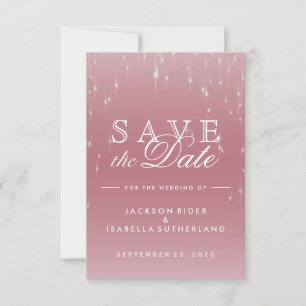 Save The Date Blush Rose Gold Star Lights - Enregistrer la date