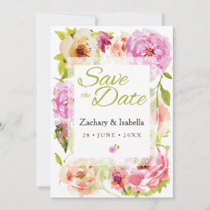 Save The Date Blush rose joli Florals Mariage Enregistrer la dat