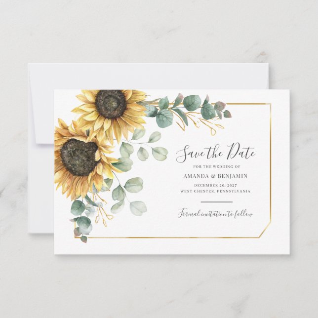 Save the Date Blütenblume Eukalyptus (Vorderseite)