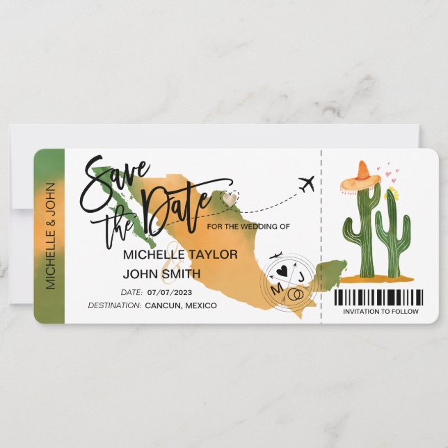 Save the Date Boarding Mexiko Einladung (Vorderseite)