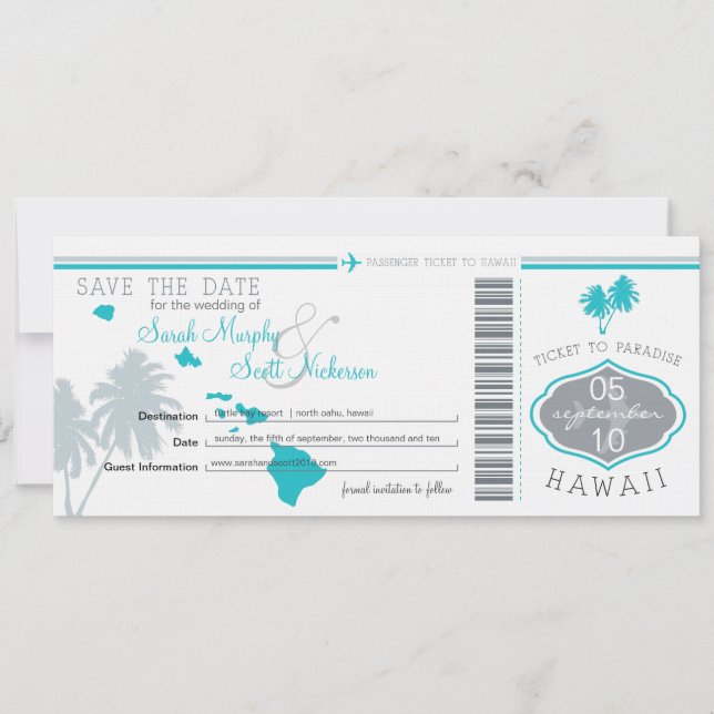 Save the Date Boarding nach Hawaii (Vorderseite)