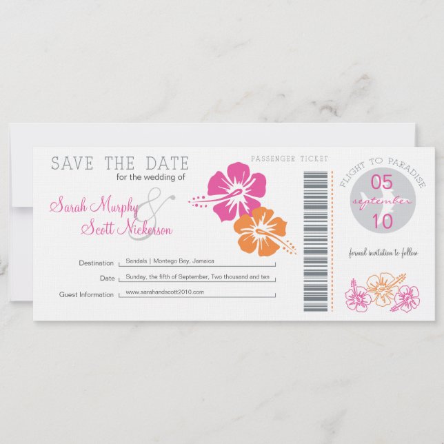 Save the Date Boarding Pass (Vorderseite)